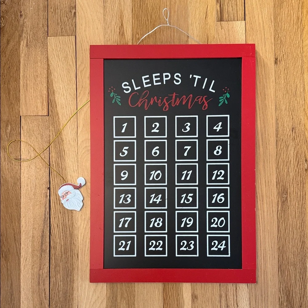 “Sleeps ‘Til Christmas” Countdown Chalkboard with Santa Placeholder 🎅